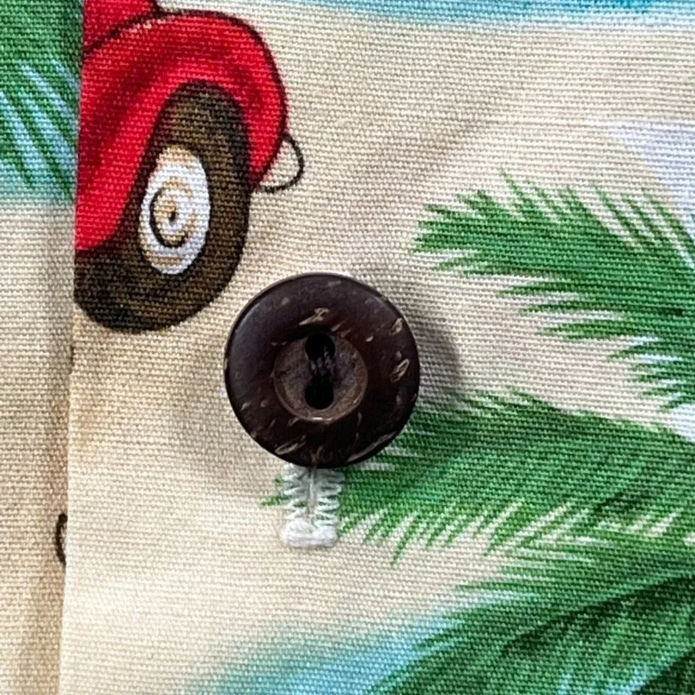 Kys Hawaiian Shirt Men XL Woody Wagon Car‎ Surf Board Tropical 100% Cotton USA